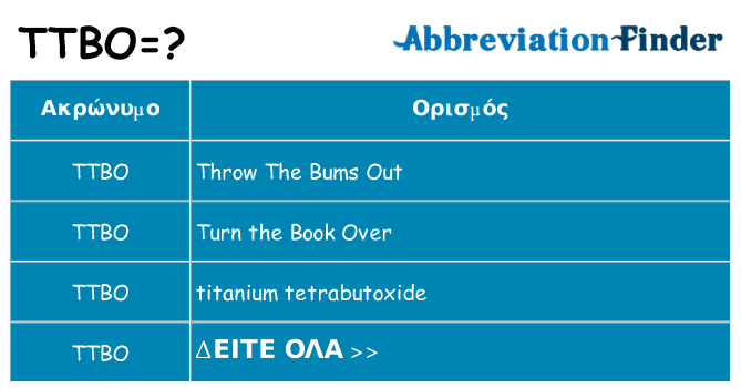 Τι σημαίνει ttbo ηρεμήσει