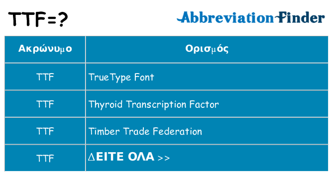Τι σημαίνει ttf ηρεμήσει