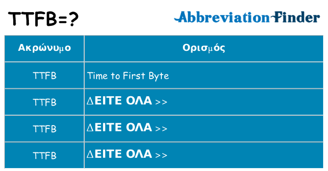 Τι σημαίνει ttfb ηρεμήσει