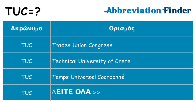 Τι σημαίνει tuc ηρεμήσει