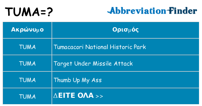 Τι σημαίνει tuma ηρεμήσει