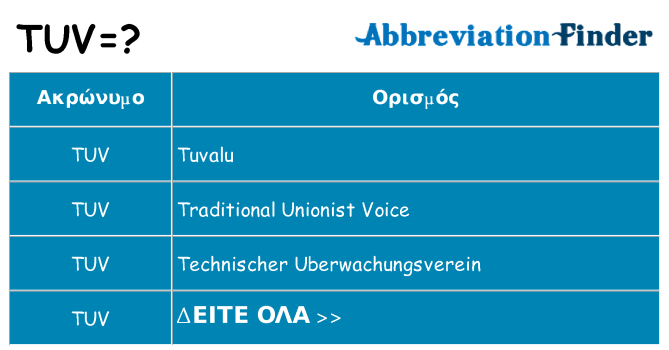Τι σημαίνει tuv ηρεμήσει