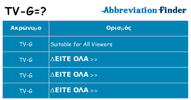 Τι σημαίνει tv-g ηρεμήσει