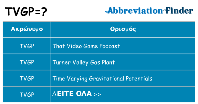 Τι σημαίνει tvgp ηρεμήσει