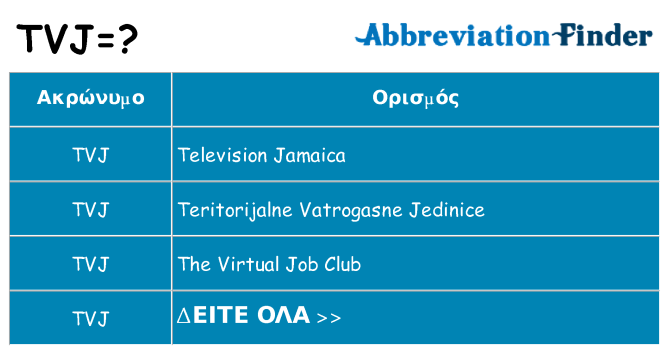 Τι σημαίνει tvj ηρεμήσει