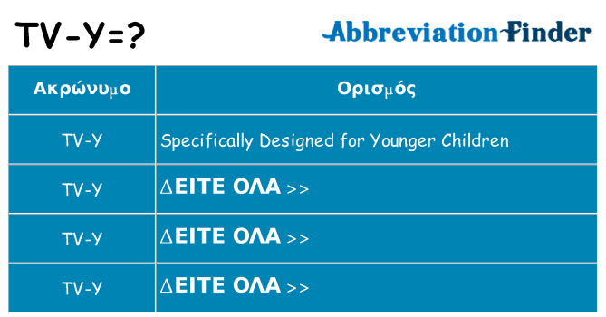 Τι σημαίνει tv-y ηρεμήσει