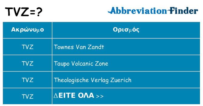Τι σημαίνει tvz ηρεμήσει