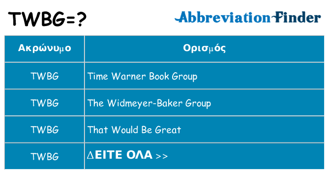 Τι σημαίνει twbg ηρεμήσει