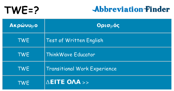 Τι σημαίνει twe ηρεμήσει