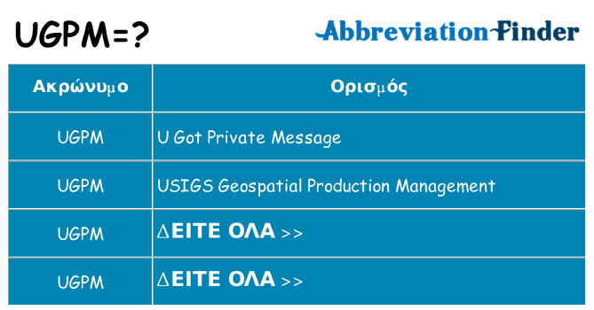 Τι σημαίνει ugpm ηρεμήσει