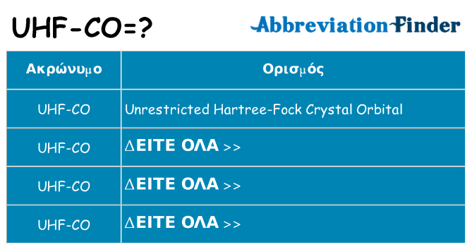 Τι σημαίνει uhf-co ηρεμήσει