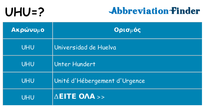 Τι σημαίνει uhu ηρεμήσει