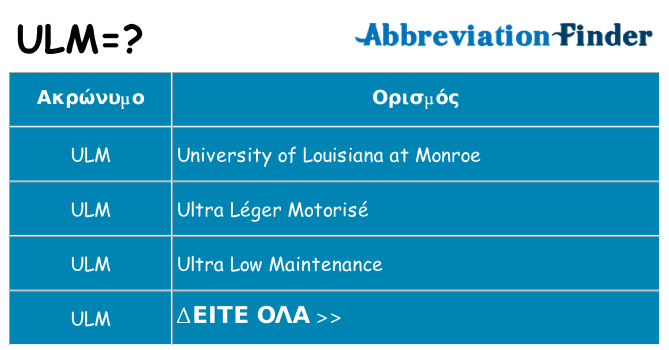 Τι σημαίνει ulm ηρεμήσει