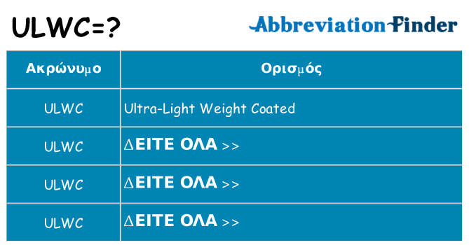 Τι σημαίνει ulwc ηρεμήσει