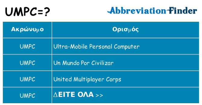 Τι σημαίνει umpc ηρεμήσει