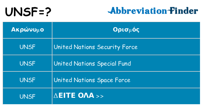 Τι σημαίνει unsf ηρεμήσει