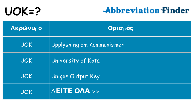 Τι σημαίνει uok ηρεμήσει