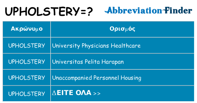 Τι σημαίνει upholstery ηρεμήσει