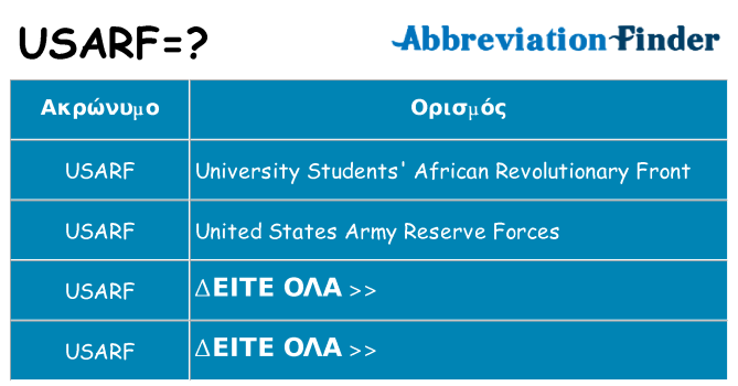 Τι σημαίνει usarf ηρεμήσει