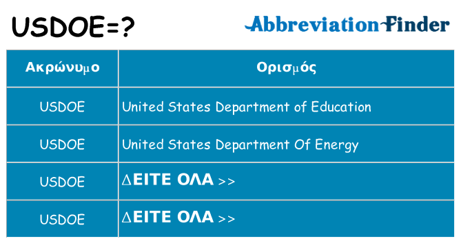 Τι σημαίνει usdoe ηρεμήσει