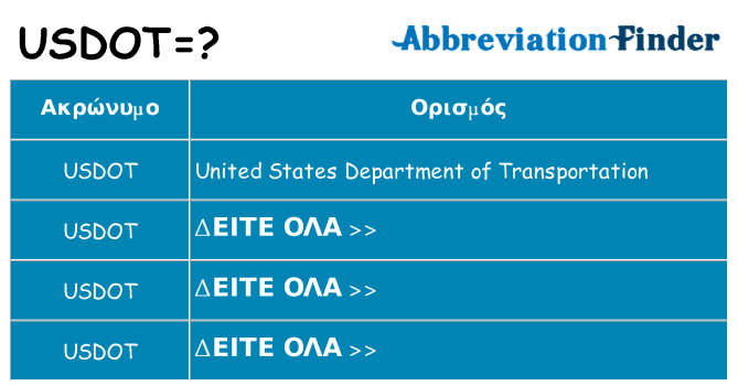 Τι σημαίνει usdot ηρεμήσει