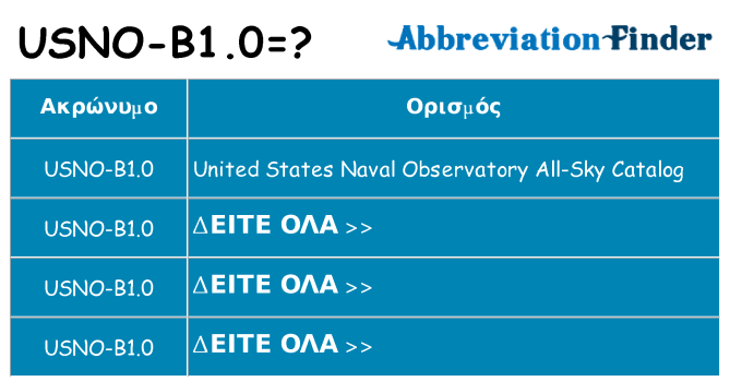 Τι σημαίνει usno-b1-0 ηρεμήσει