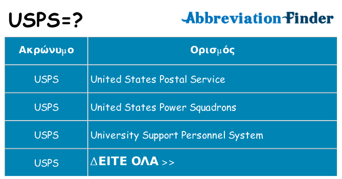 Τι σημαίνει usps ηρεμήσει