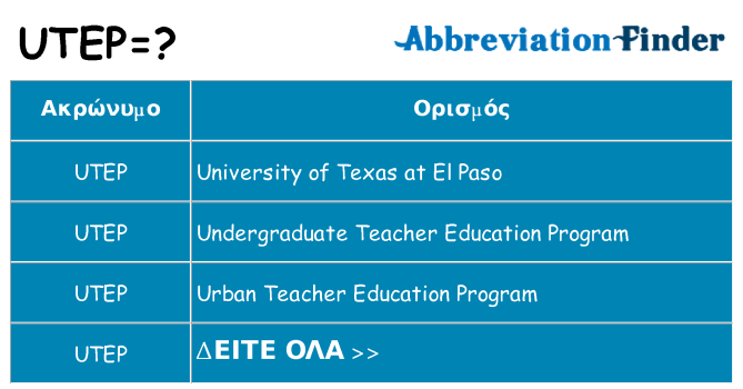 Τι σημαίνει utep ηρεμήσει