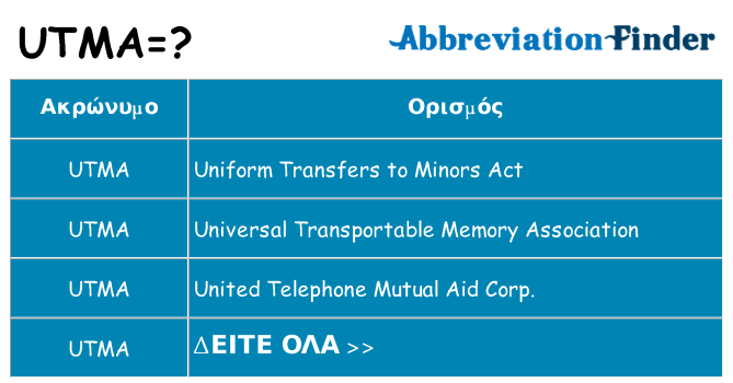 Τι σημαίνει utma ηρεμήσει