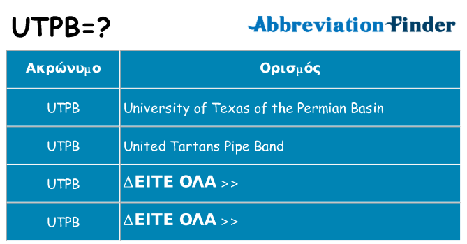 Τι σημαίνει utpb ηρεμήσει