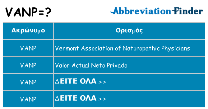 Τι σημαίνει vanp ηρεμήσει