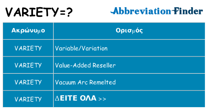 Τι σημαίνει variety ηρεμήσει