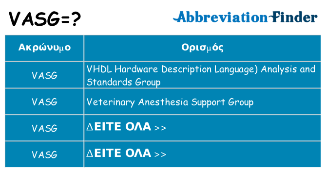 Τι σημαίνει vasg ηρεμήσει