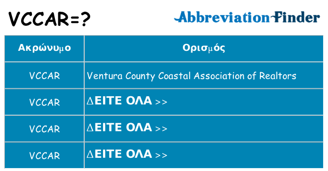 Τι σημαίνει vccar ηρεμήσει