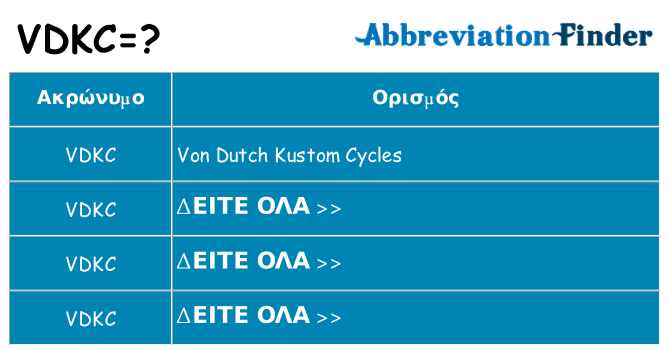 Τι σημαίνει vdkc ηρεμήσει