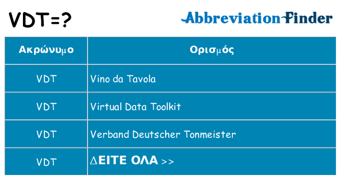 Τι σημαίνει vdt ηρεμήσει