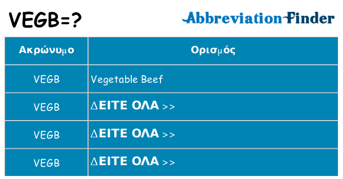Τι σημαίνει vegb ηρεμήσει