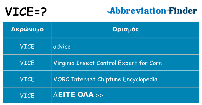 Τι σημαίνει vice ηρεμήσει