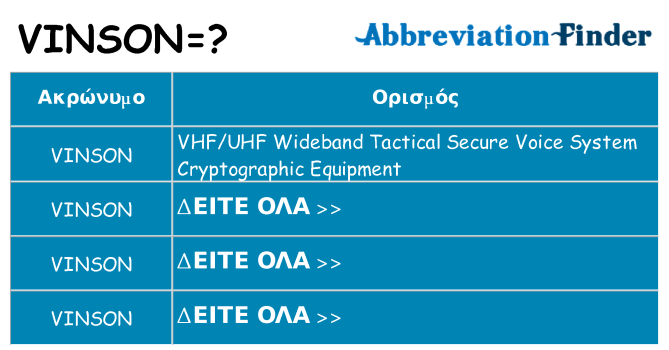 Τι σημαίνει vinson ηρεμήσει