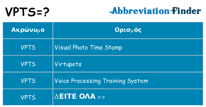 Τι σημαίνει vpts ηρεμήσει
