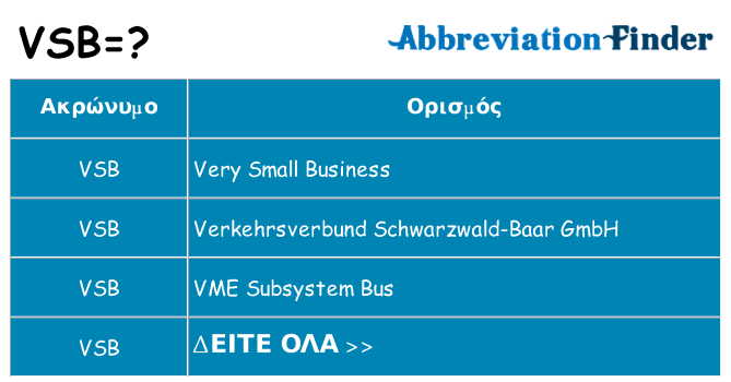 Τι σημαίνει vsb ηρεμήσει