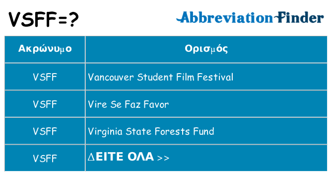 Τι σημαίνει vsff ηρεμήσει