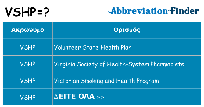 Τι σημαίνει vshp ηρεμήσει