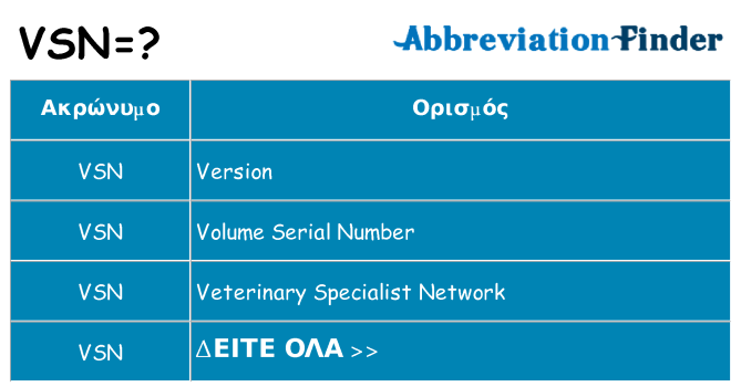 Τι σημαίνει vsn ηρεμήσει
