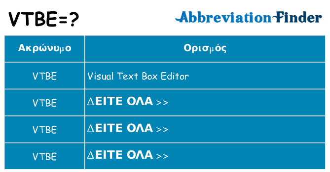 Τι σημαίνει vtbe ηρεμήσει