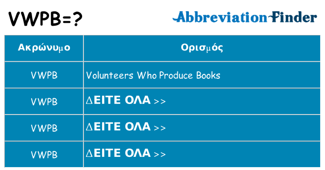Τι σημαίνει vwpb ηρεμήσει