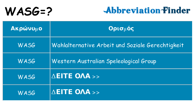 Τι σημαίνει wasg ηρεμήσει
