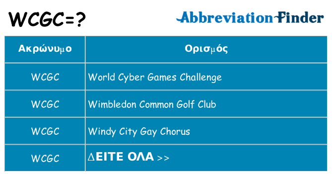 Τι σημαίνει wcgc ηρεμήσει
