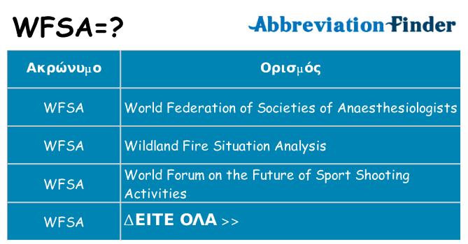 Τι σημαίνει wfsa ηρεμήσει