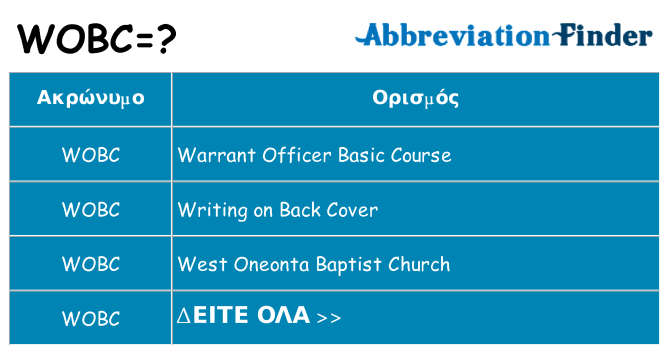 Τι σημαίνει wobc ηρεμήσει